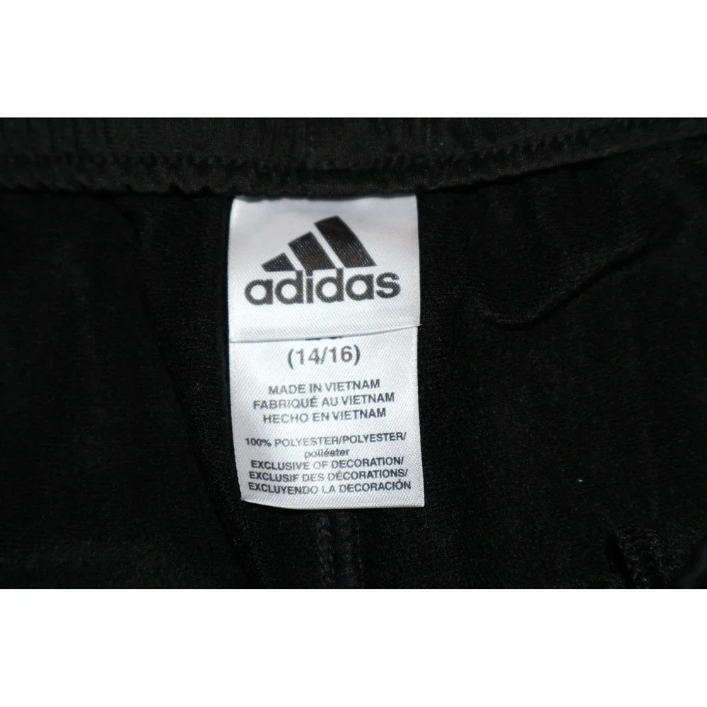 Adidas Track Pants Kids Teens Large 14/16 Black Red 3-Stripe Activewear Gym